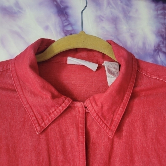 Liz Clairborn Women's Red Light Denim Button Up Shirt/Jacket Size Medium Petite - Picture 11 of 16